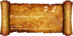 Preradov Lionel névjegykártya
